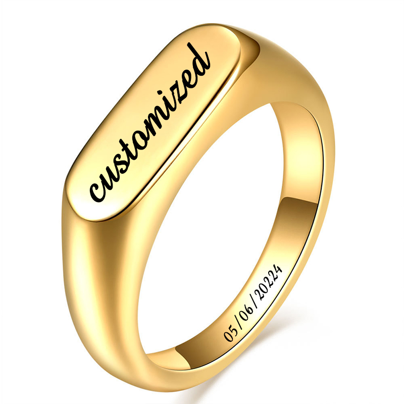 Mens Signet Ring - Anéis de sinete de aço inoxidável