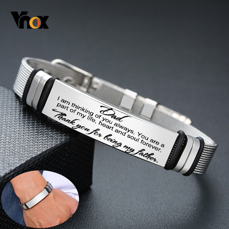 Jewelry Bracelet Watches - Vnox-Homens de aço inoxidável personalizado gravar