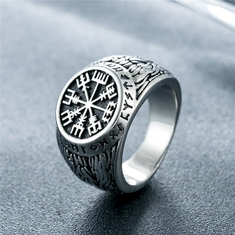 Mens Signet Ring - Anel de assinatura de runa viking