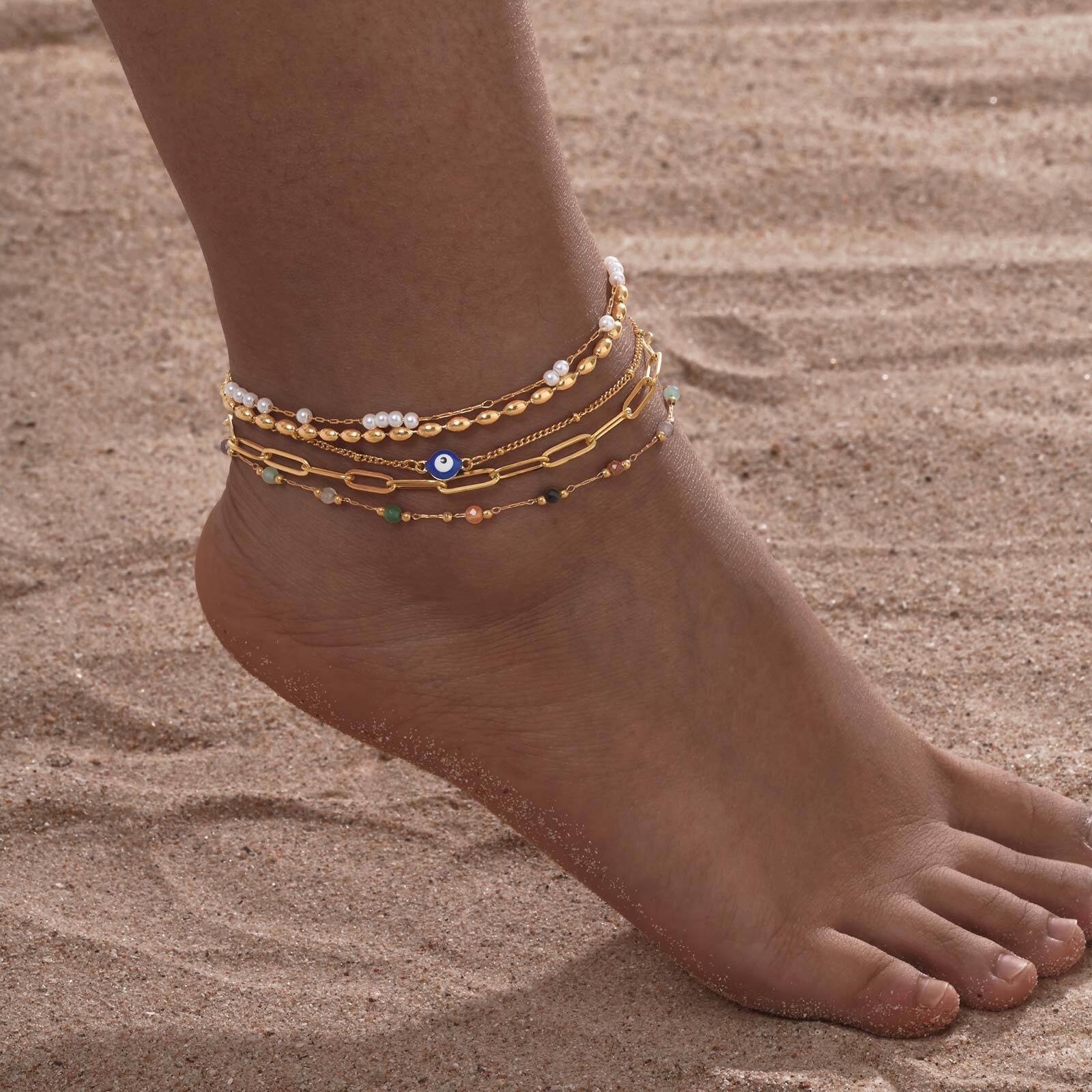 Jc Jewelry & Watches Photos - Pulseira de tornozeleira em camadas banhada
