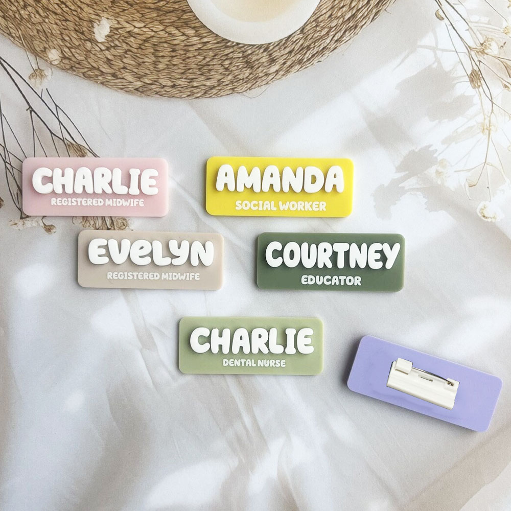 Vintage Brooch Pin - Broche com nome personalizado, placa de