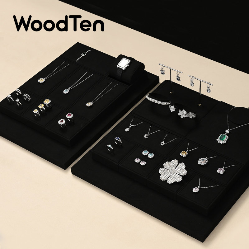 Jewelry And Watches Exhibition - Woodten luz luxo jóias expositor preto