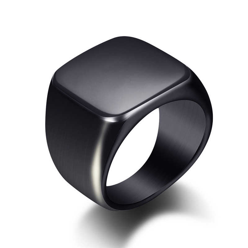 Mens Signet Ring - Moda masculina preto suave anéis de