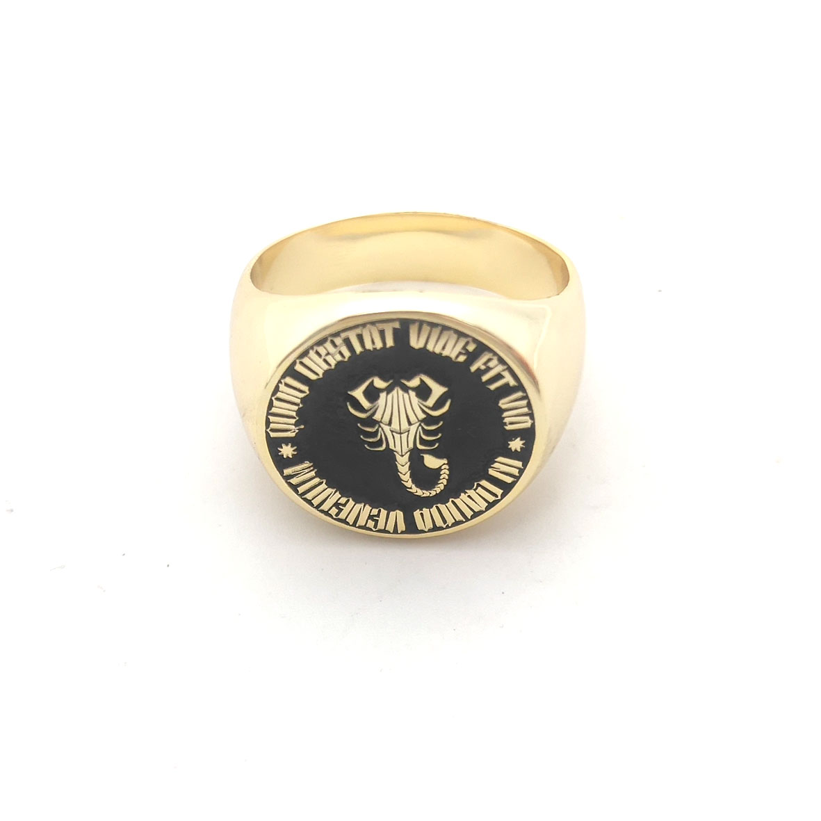 Anel superior redondo gravado  - Mens Signet Ring avaliação e preço