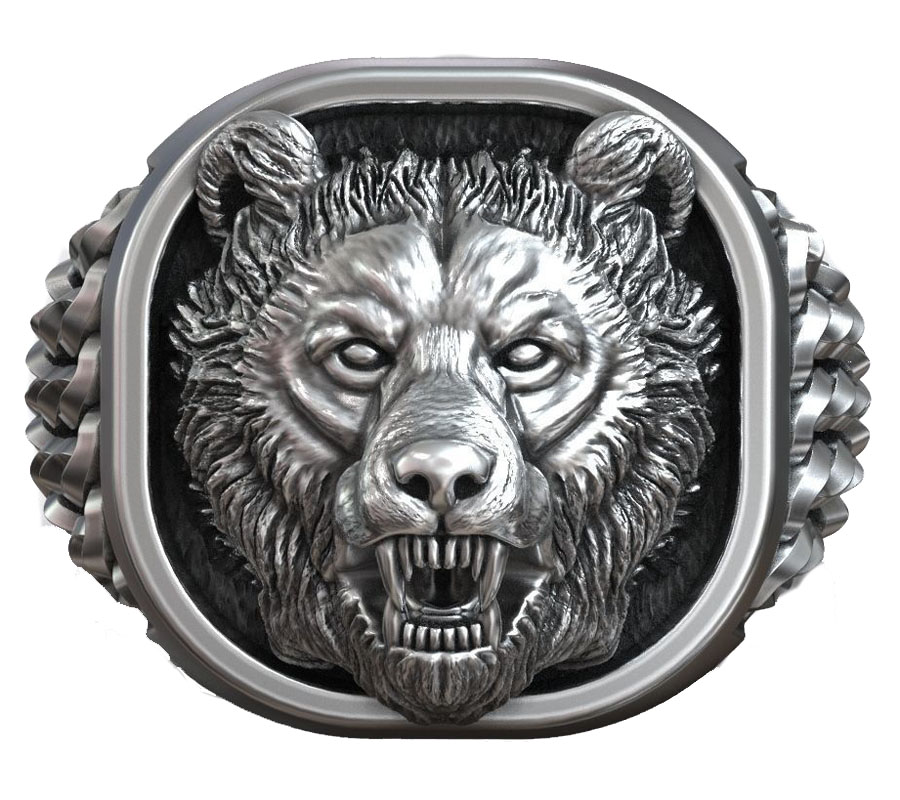 22g Cabeça de Urso Viking Orna - Mens Signet Ring avaliação e preço