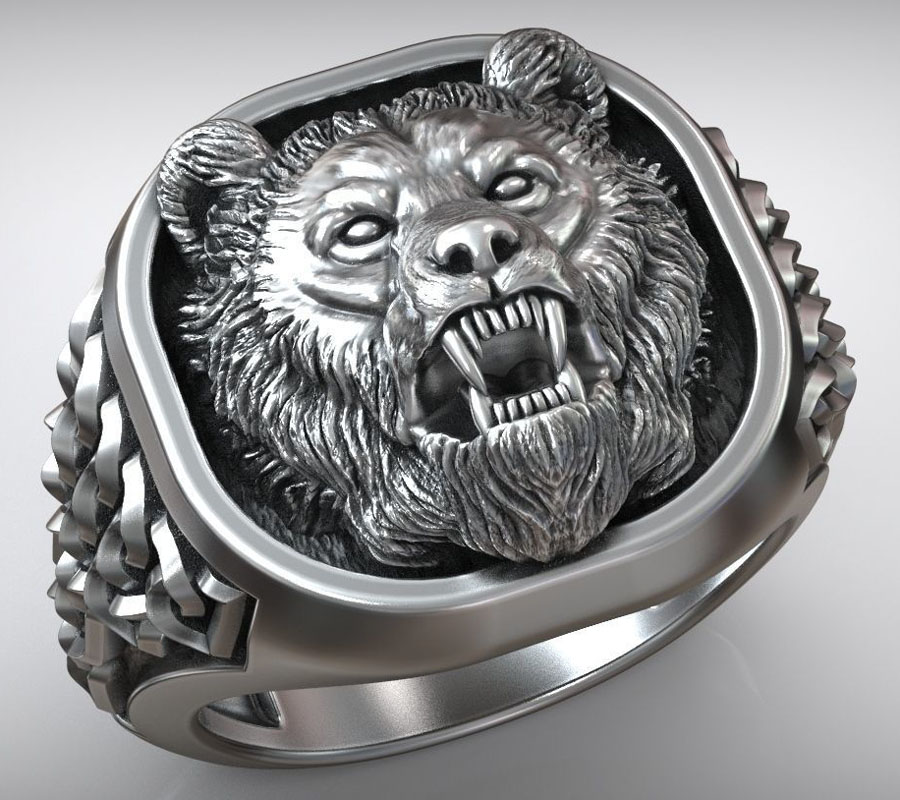 22g Cabeça de Urso Viking Orna - Mens Signet Ring avaliação e preço