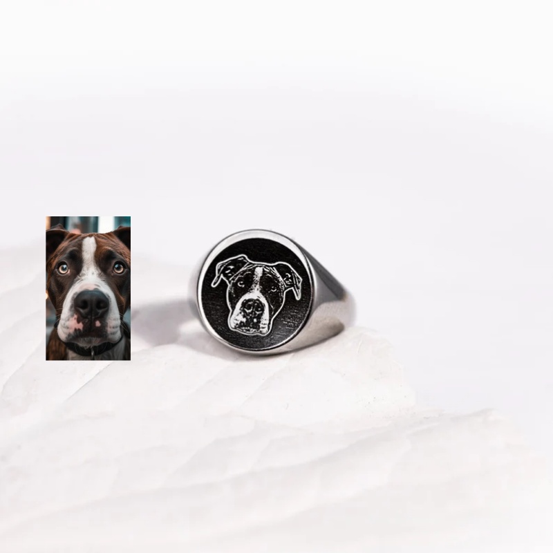 Anel de sinete com foto gravad - Mens Signet Ring avaliação e preço