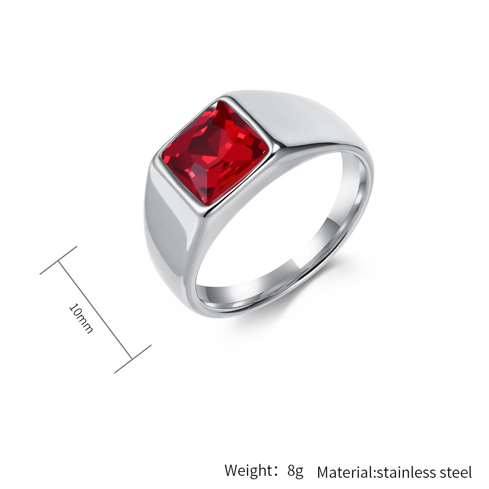 Anel de sinete de gema quadrad - Mens Signet Ring avaliação e preço