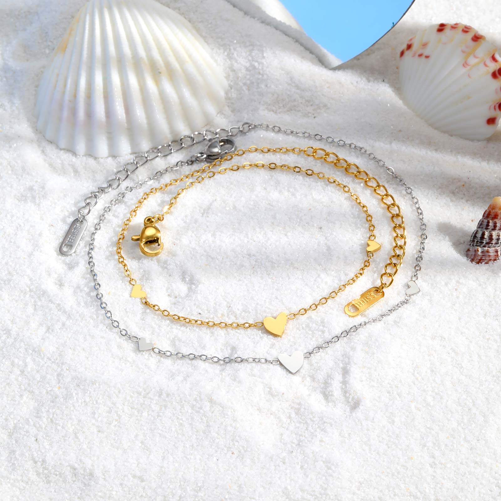 Tornozeleiras de coração de aç - Jc Jewelry & Watches Photos avaliação e preço