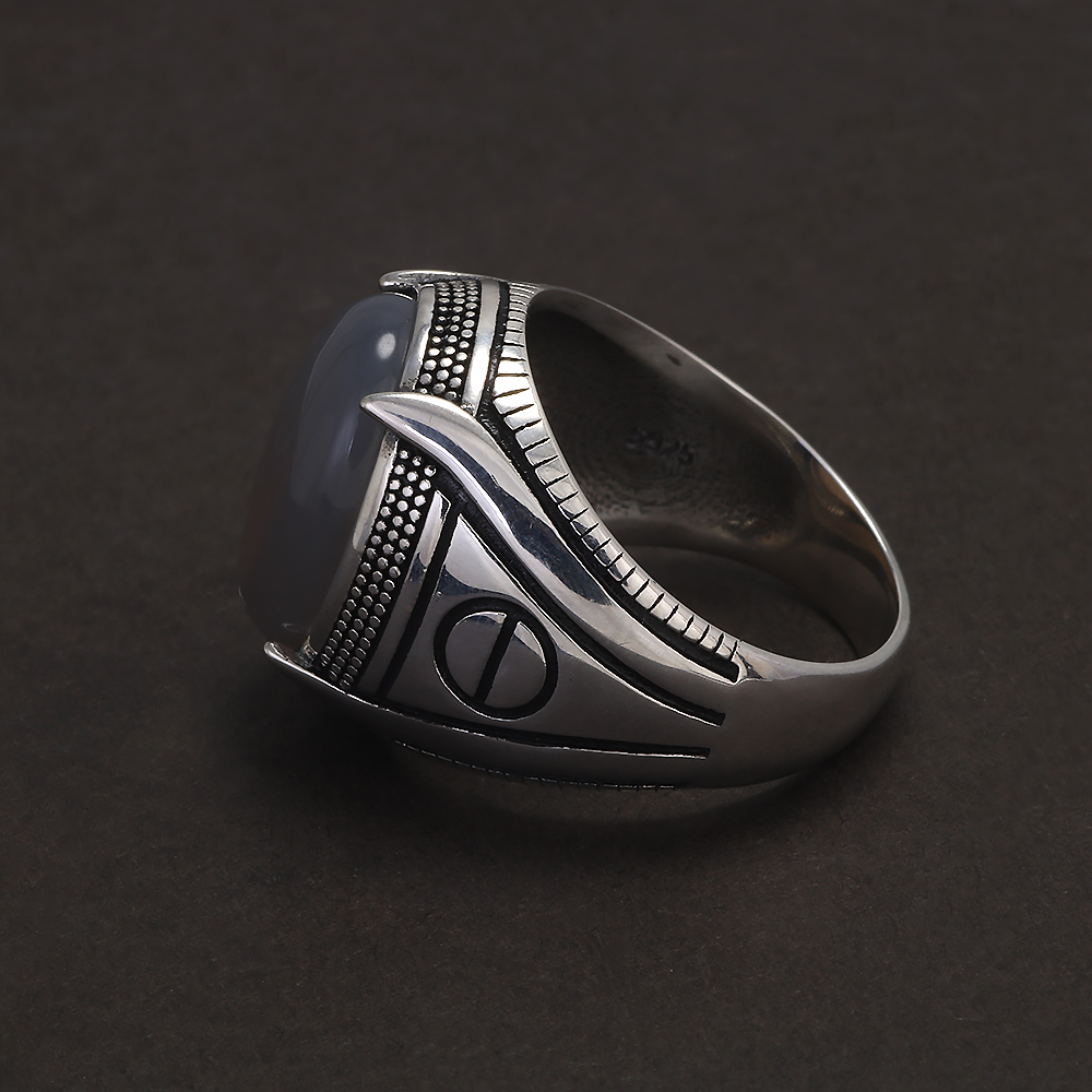 S925 prata esterlina ágata ane - Mens Signet Ring avaliação e preço