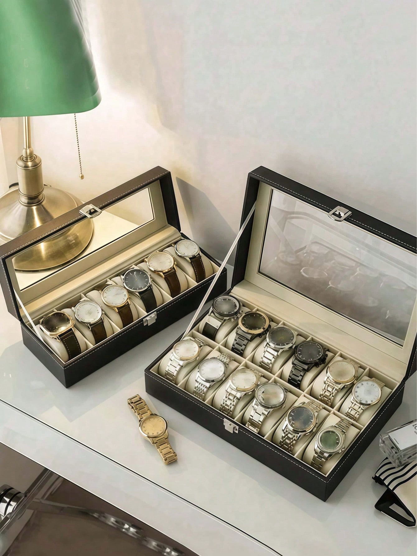 Caixa de Relógio de Couro com  - Jewelry Watches Men avaliação e preço