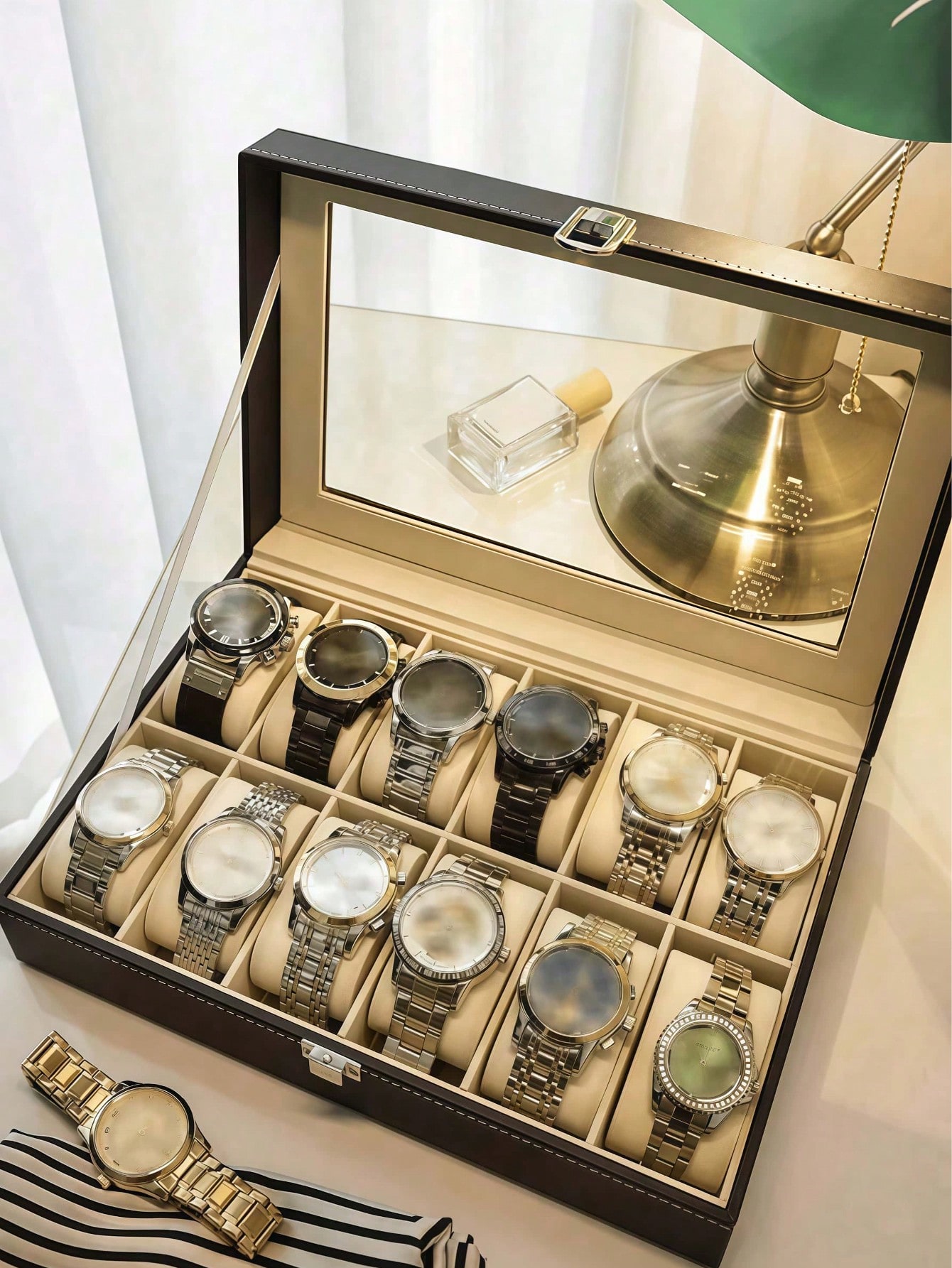 Caixa de Relógio de Couro com  - Jewelry Watches Men avaliação e preço