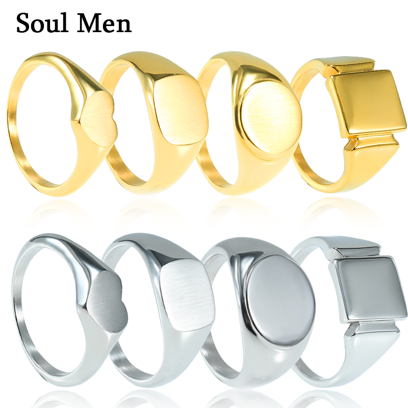 Soul men anéis de aço titânio  - Mens Signet Ring avaliação e preço