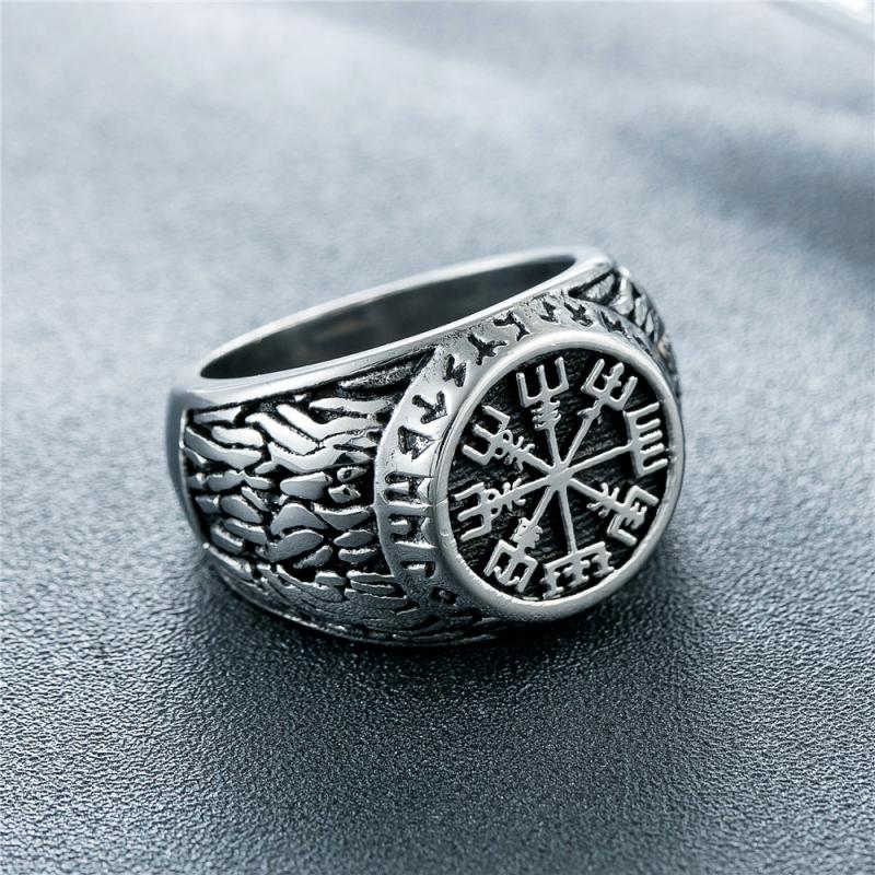 Anel de assinatura de runa vik - Mens Signet Ring avaliação e preço