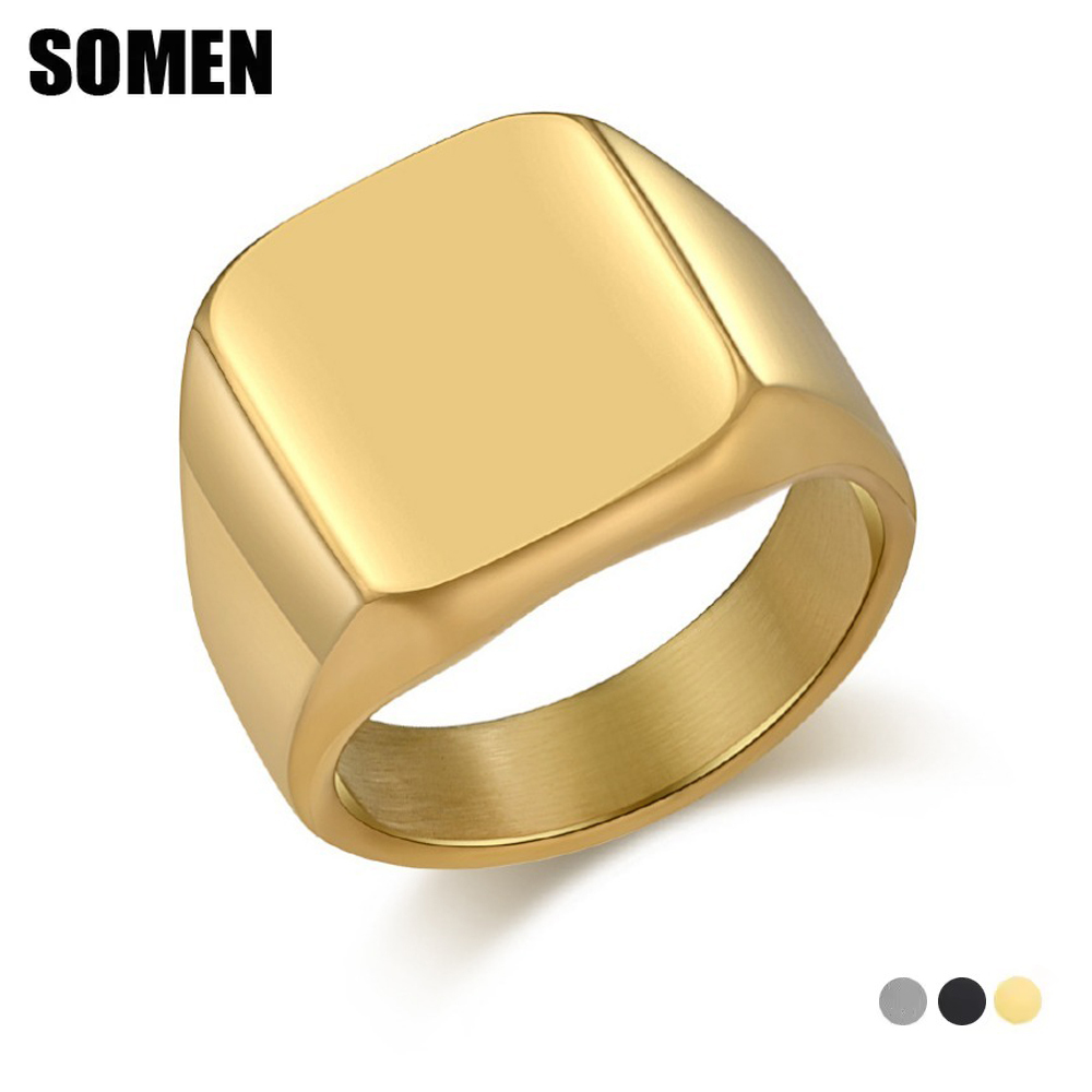 Somen sinete quadrado anel de  - Mens Signet Ring avaliação e preço