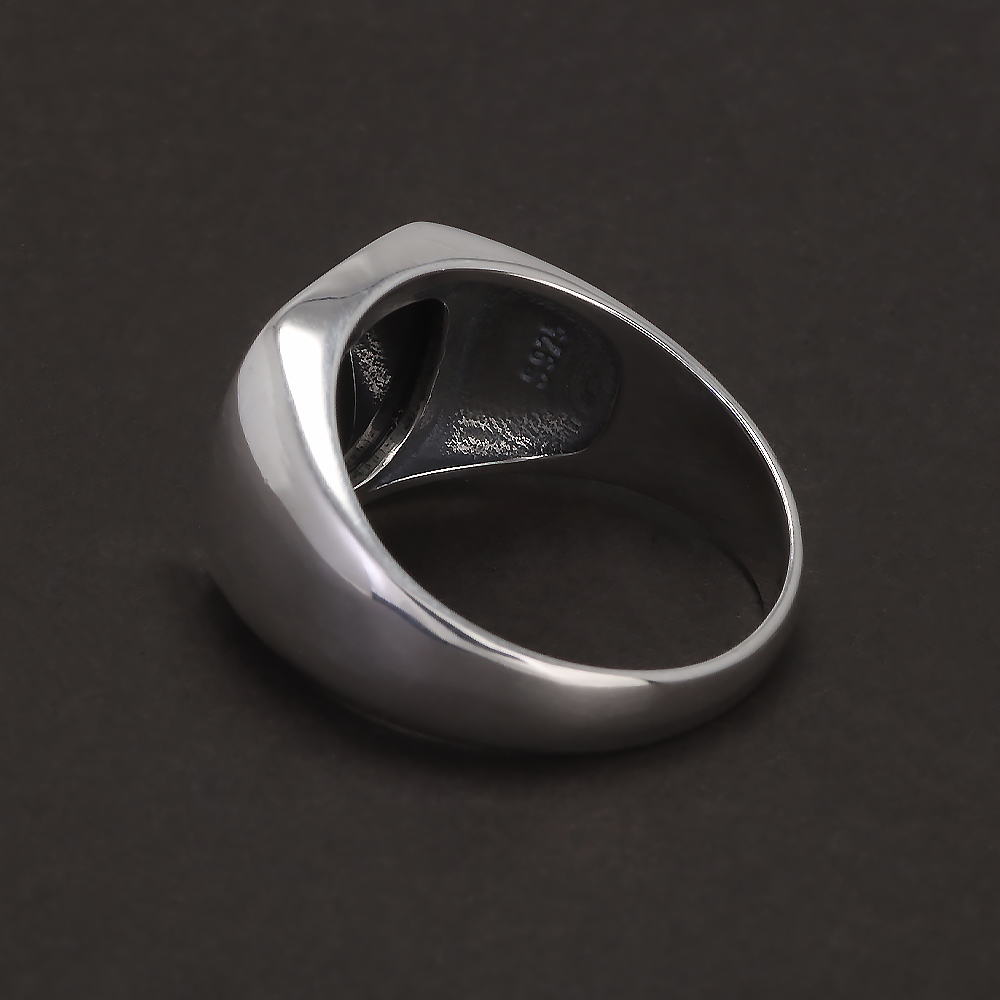 S925 prata esterlina preto ôni - Mens Signet Ring avaliação e preço
