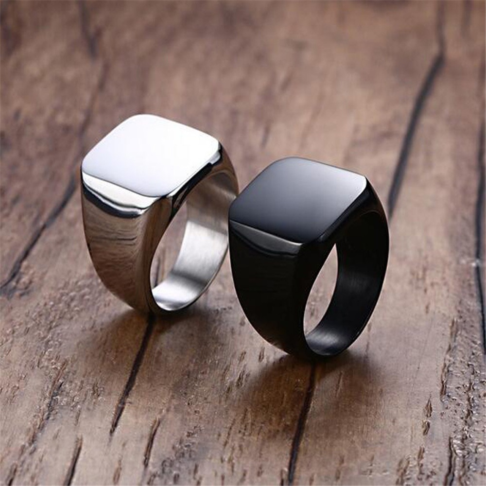 Moda masculina preto suave ané - Mens Signet Ring avaliação e preço