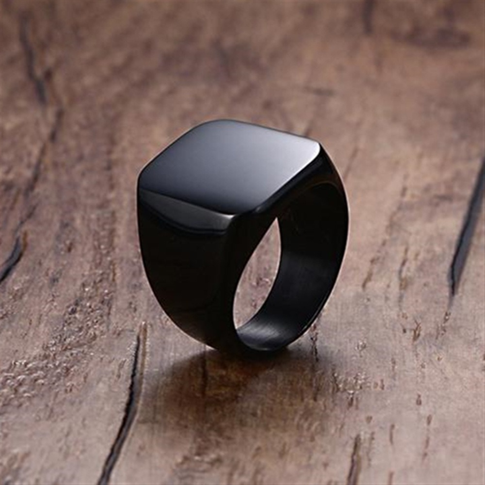 Moda masculina preto suave ané - Mens Signet Ring avaliação e preço