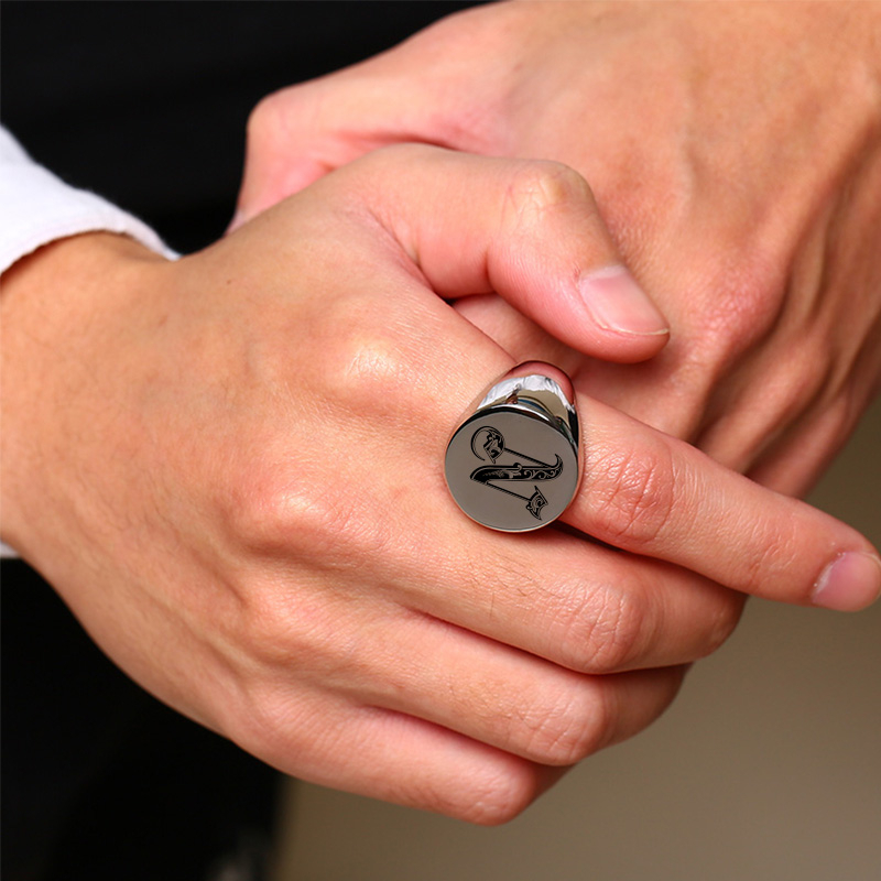 Vnox-Anéis de carimbo de aço i - Mens Signet Ring avaliação e preço